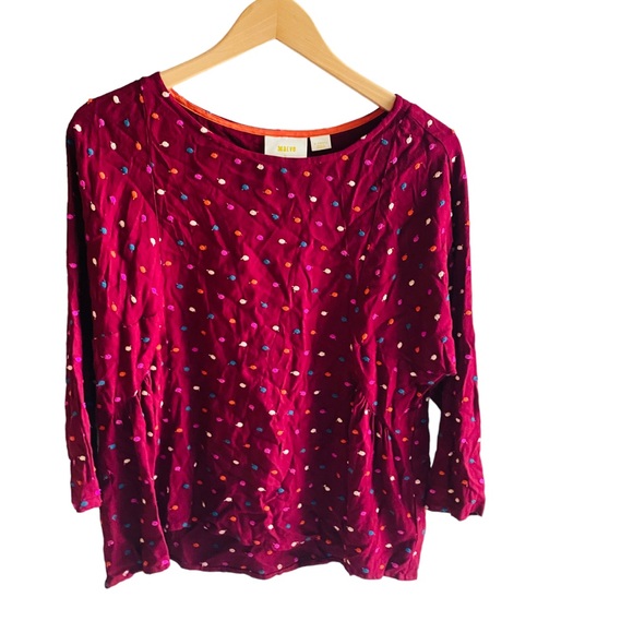 Maeve Dottie Polka Dot Burgundy Blouse - Picture 4 of 9